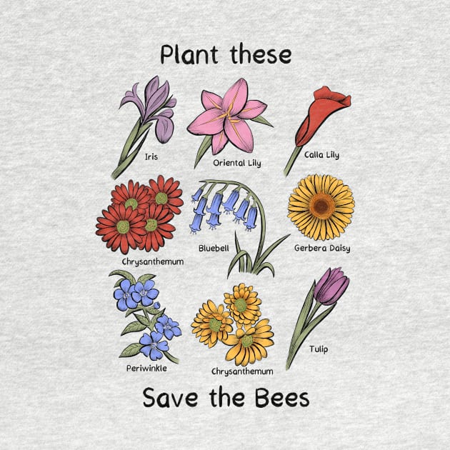 Plant These Save the Bees Botanical Vintage Floral Botanists by basselelkadi